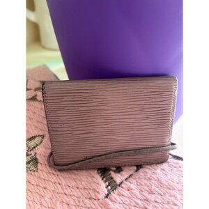 Louis Vuitton Vintage Porte-Monnaie Leather Loop Wallet Card Holder Smoke Lilac